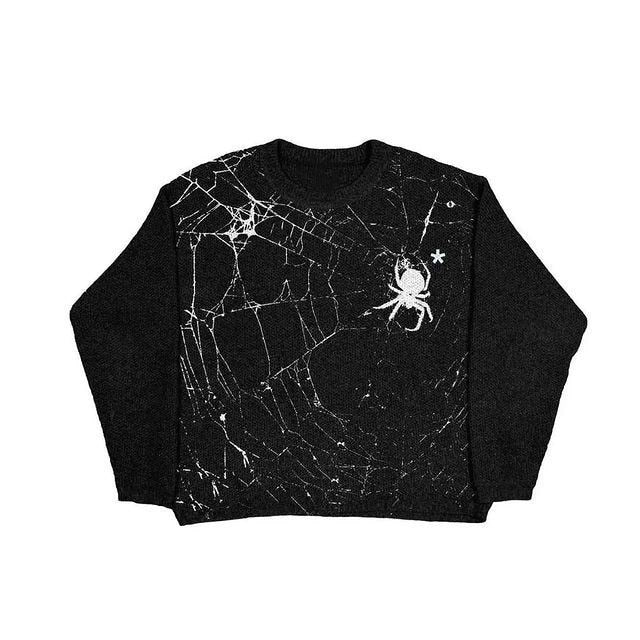 Spider Web Long Sleeve Knit Sweater